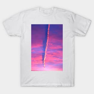 Fantastic Sky with Plane Trail Photo T-Shirt